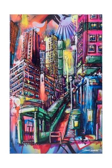 Original Cities Painting by S Z A B O T A G E
