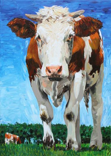 Original Realism Cows Paintings by Hans van de graaf