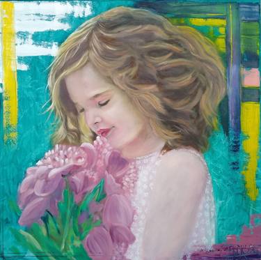 Child with peonies thumb