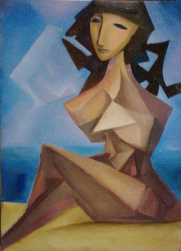 Nude. Serie girl at a beach. Cubism-post cubism. Oil. thumb