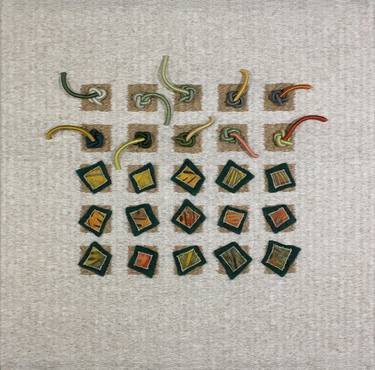 Original Fiber Art titled, "Earth Series No. 15", Contemporary Textile Art, Off White thumb