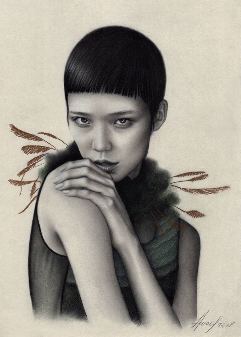 Tao Okamoto Drawing By Anastasia Olen Saatchi Art