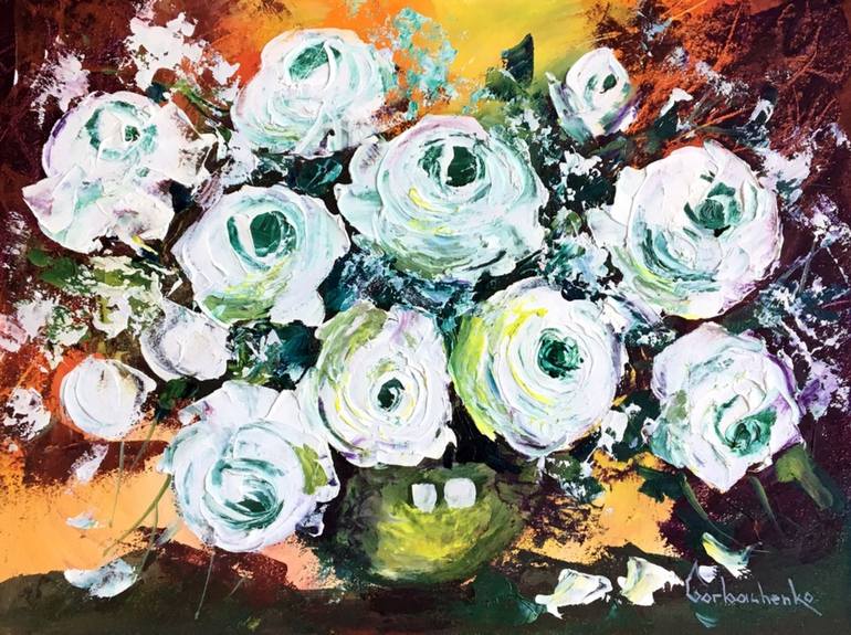 White Roses Painting by Tetiana Gorbachenko | Saatchi Art