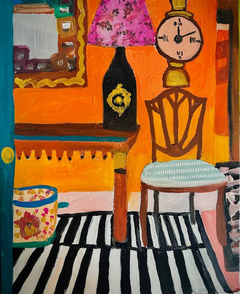 Original Architecture Painting by Barbara Friehs | Art Deco Art on Canvas | Room in Barcelona