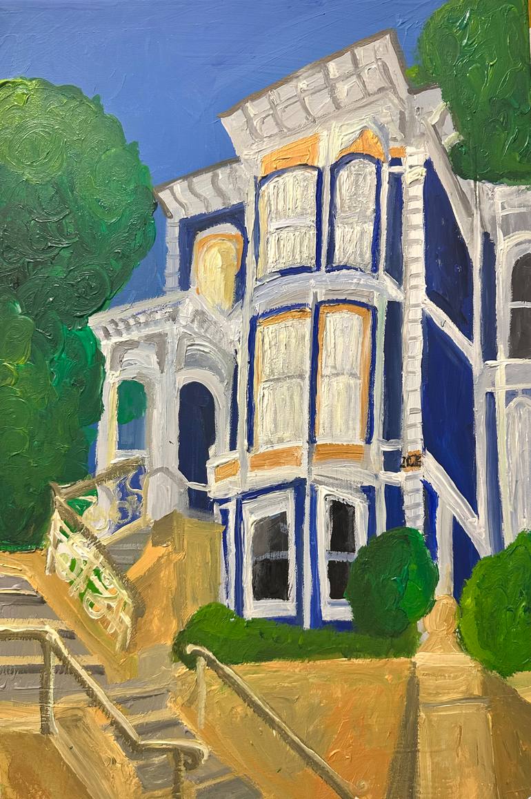 Original Architecture Painting by Barbara Friehs | Art Deco Art on Canvas | California Street Number 2026