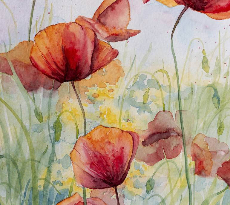 Original Illustration Floral Painting by Frida Ostin