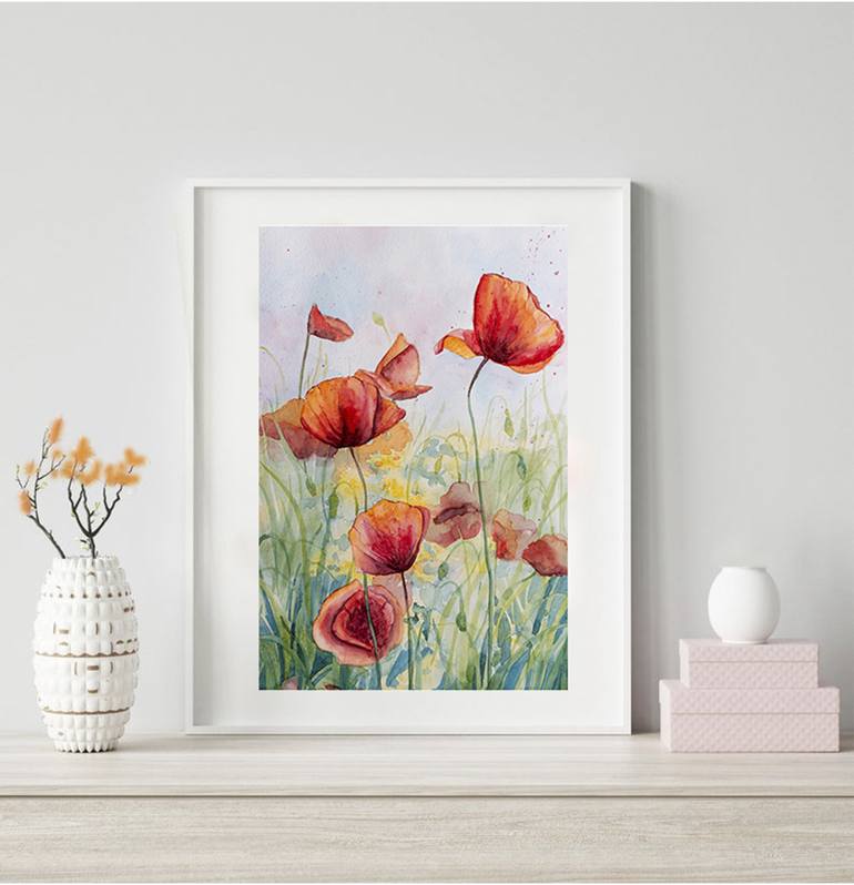 Original Illustration Floral Painting by Frida Ostin