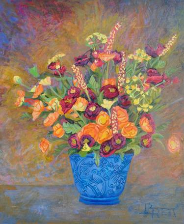Original Surrealism Floral Painting by Leonard Brett