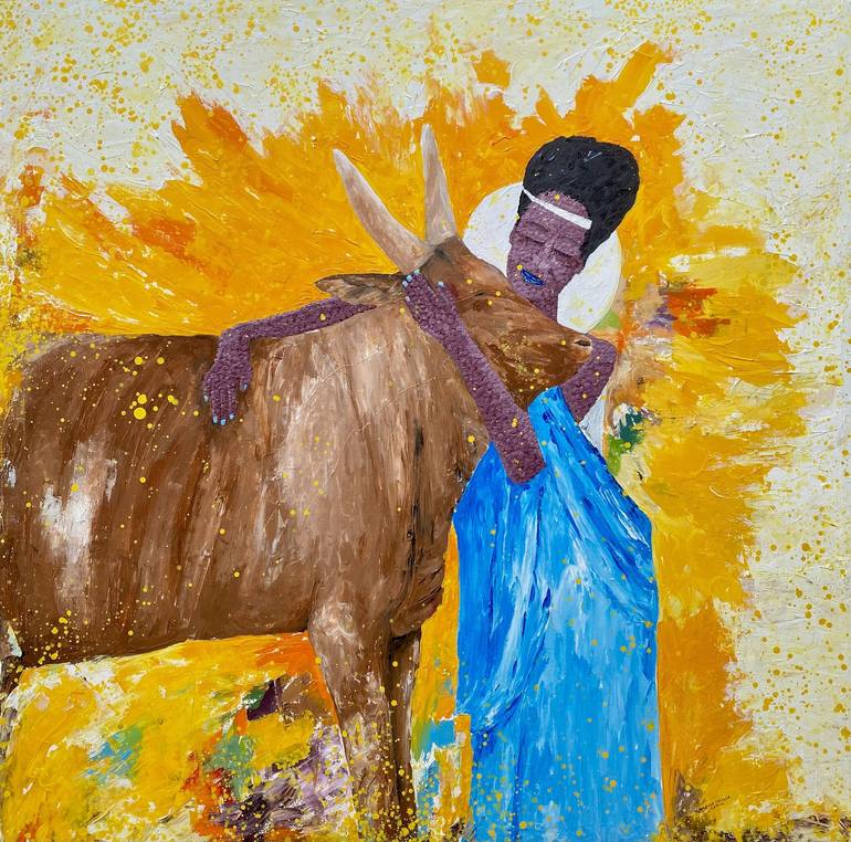 Original Women Painting by Tuyisenge Chislon | Abstract Expressionism Art on Canvas | A bond beyond the border