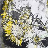 Sunflowers, rain (ink) by Dima Braga
