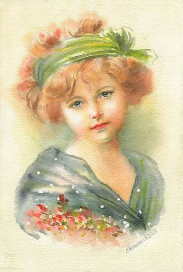 Girl with a green bow thumb