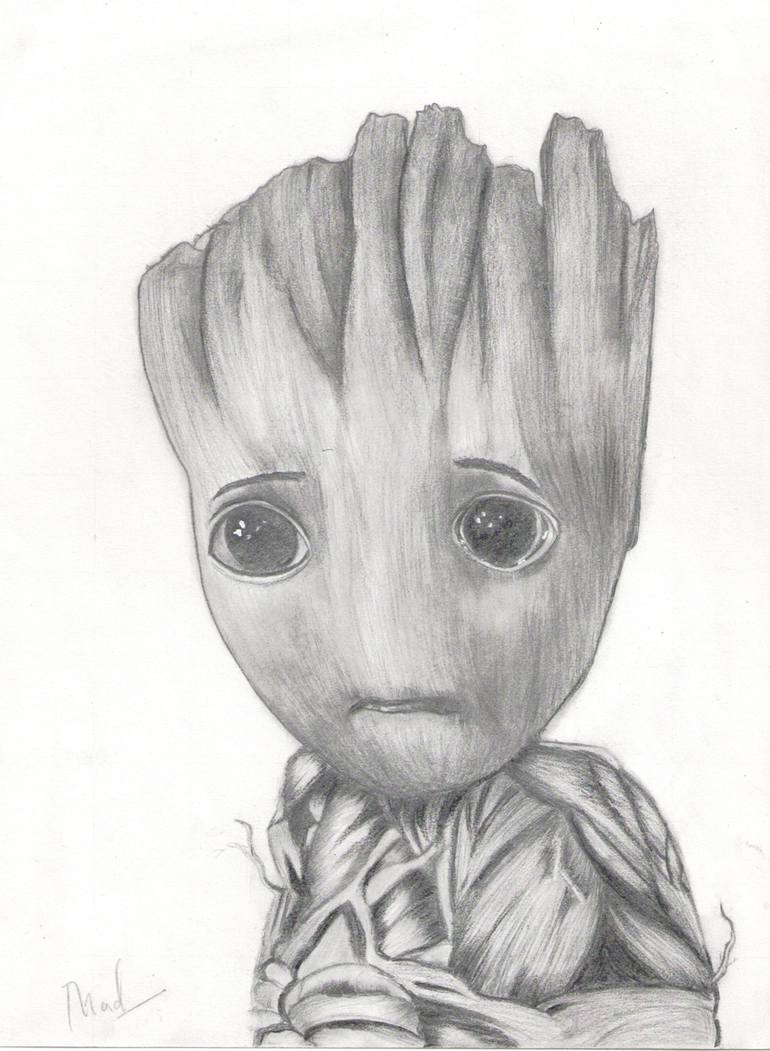 Pencil Drawing of Baby Groot Drawing by madura venkatachalam | Saatchi Art