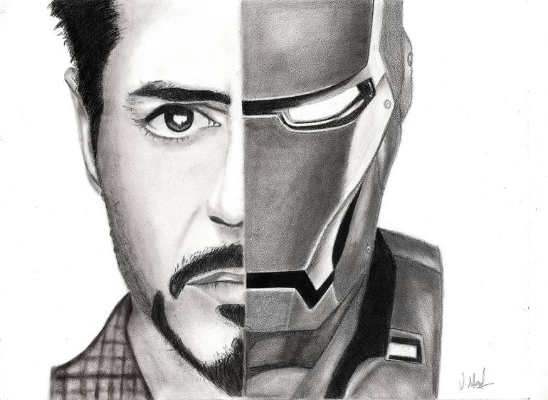 robert downey jr tony stark iron man drawing by madura venkatachalam saatchi art robert downey jr tony stark iron man