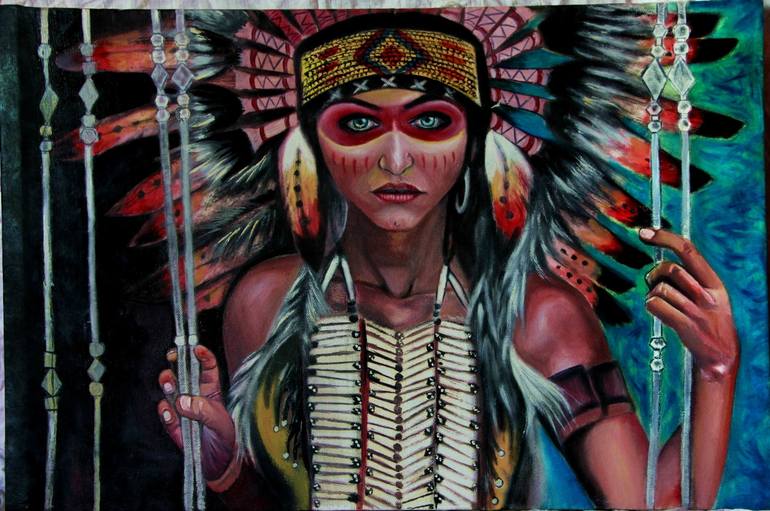 native american woman painting beautiful