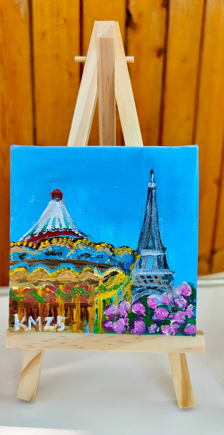 Original Architecture Painting by Krasimira Mancheva | Art Deco Art on Canvas | Tour Eiffel