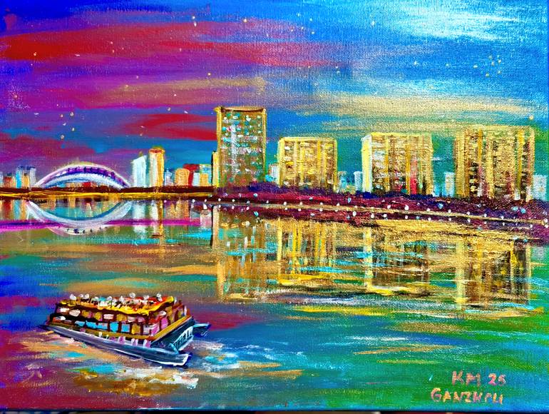 Original Architecture Painting by Krasimira Mancheva | Art Deco Art on Canvas | Ganzhou, China