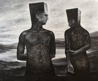 Original Figurative Men Painting by Jozsef Szurcsik