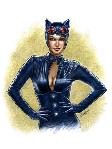 Cat woman colorful digital painting thumb