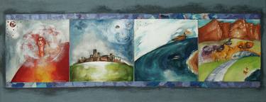 "Love, city, journey, life" 100x40cm, paper on canvas, mixed media. thumb