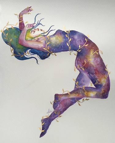 Original Figurative Outer Space Paintings by Ashly Curay