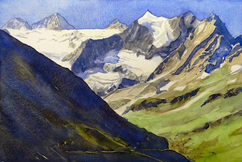 Swiss Alps (IV) - Lauterbrunnen valley Painting by Efi Fried