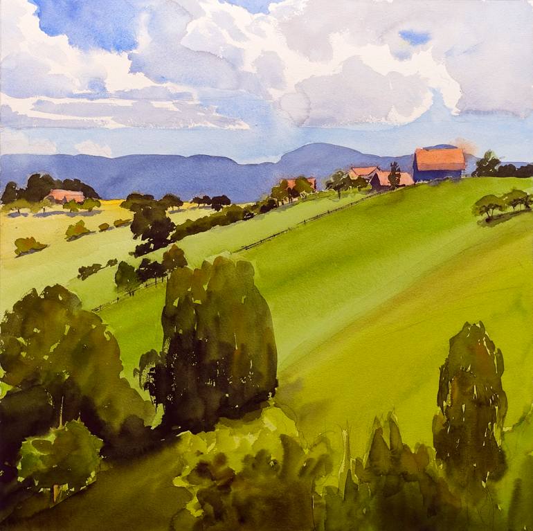 Swiss Alps (IV) - Lauterbrunnen valley Painting by Efi Fried