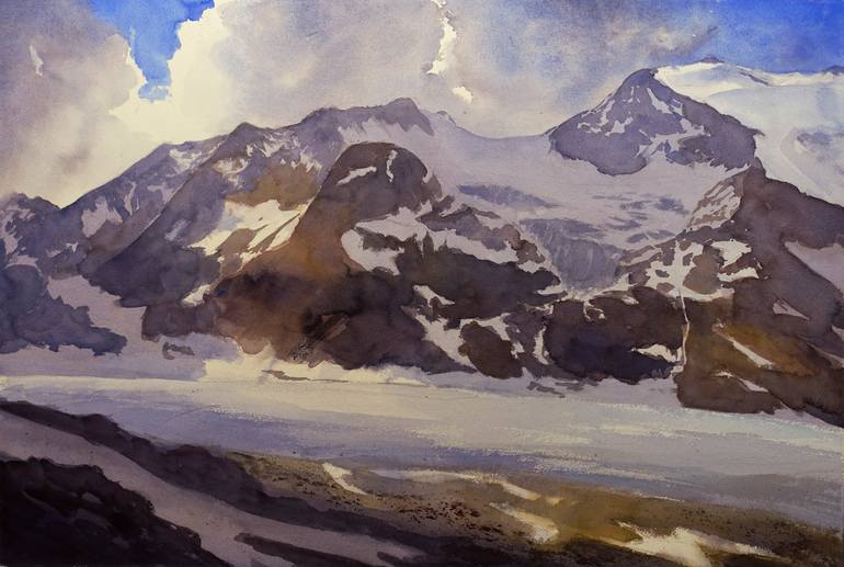 Swiss Alps (IV) - Lauterbrunnen valley Painting by Efi Fried