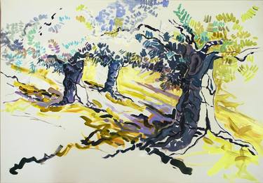 Print of Abstract Expressionism Tree Paintings by Efi Fried