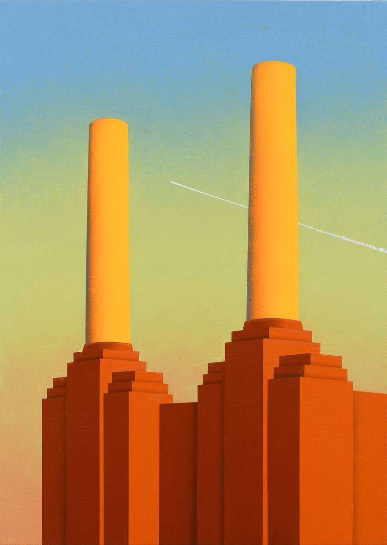 Original Architecture Painting by Marco Verrelli | Figurative Art on Canvas | Power station
