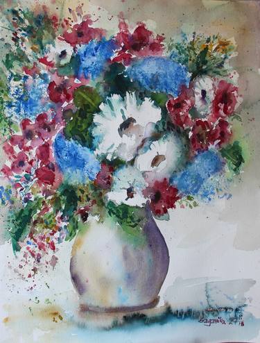 Print of Impressionism Floral Paintings by SAGARIKA SEN