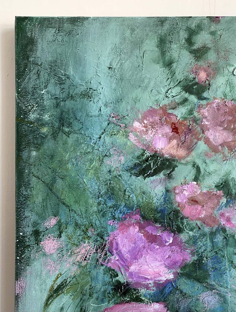 Original Abstract Expressionism Floral Mixed Media by Jennifer Taylor