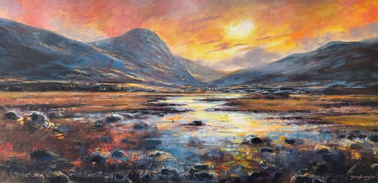 Golden Hour, Glencoe Painting by Jennifer Taylor | Saatchi Art