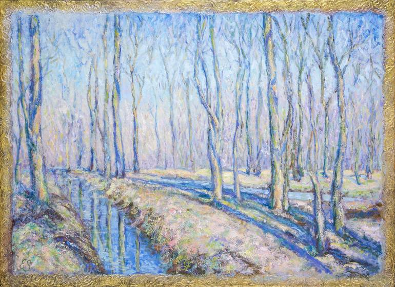 Spring in blue Painting by Elena Sokolovskaia | Saatchi Art