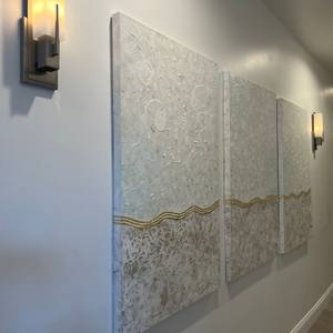 Long Beach_Triptych,  with 24K Gold Leaf Waves