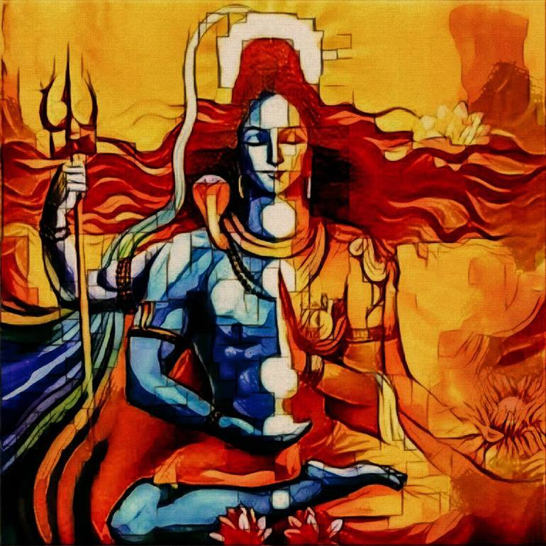 Ardhanarishvara Painting by Jayram Menon | Saatchi Art