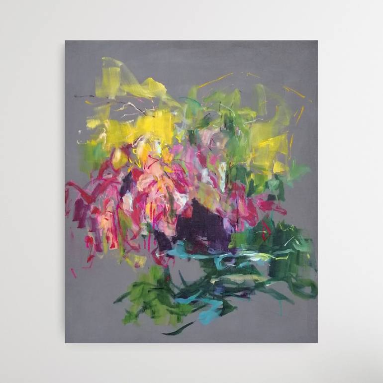 Original Abstract Expressionism Floral Painting by Karin Czermak