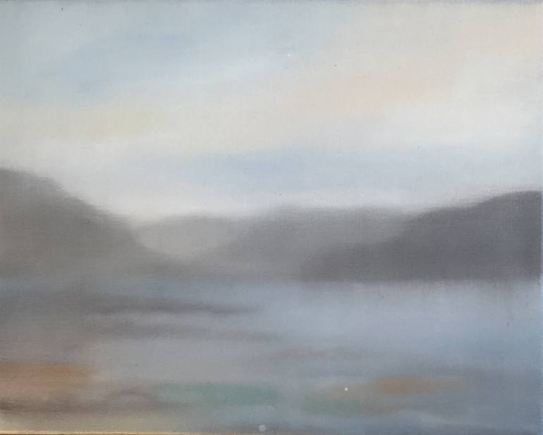 Original Beach Painting by Goran Petmil | Abstract Expressionism Art on Canvas | MOUNTAINS ON THE WATER