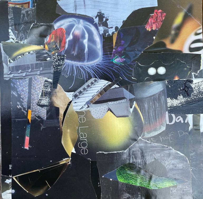 Original Abstract Collage by Goran Petmil | Abstract Expressionism Art on Paper | UNDER THE SEA