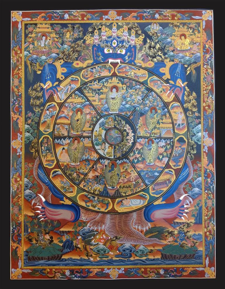 Wheel of Life Thangka Painting by Gammas Art Gallery | Saatchi Art