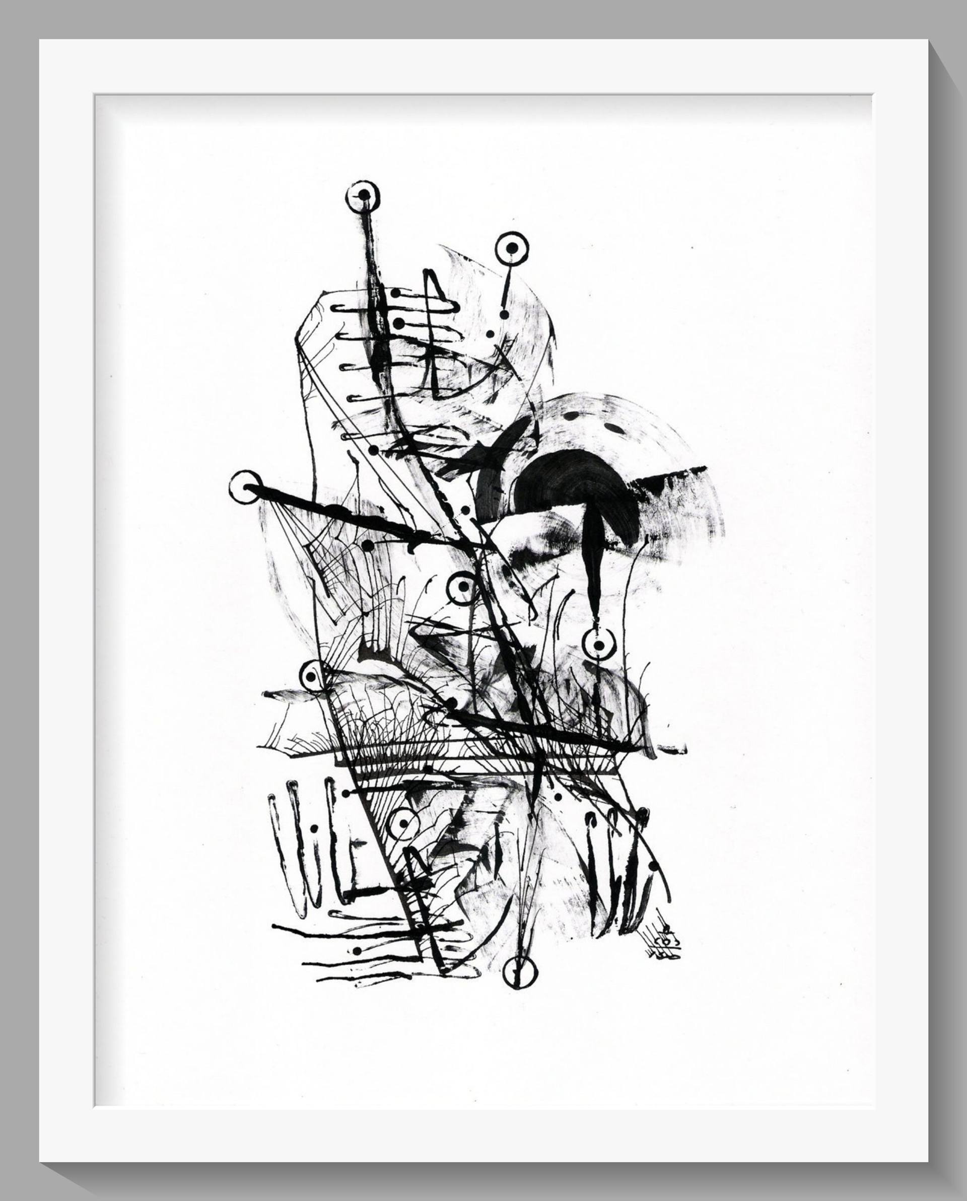 Bound Abstract Acrylic Sumi ink painting Painting by Isidro Olguin