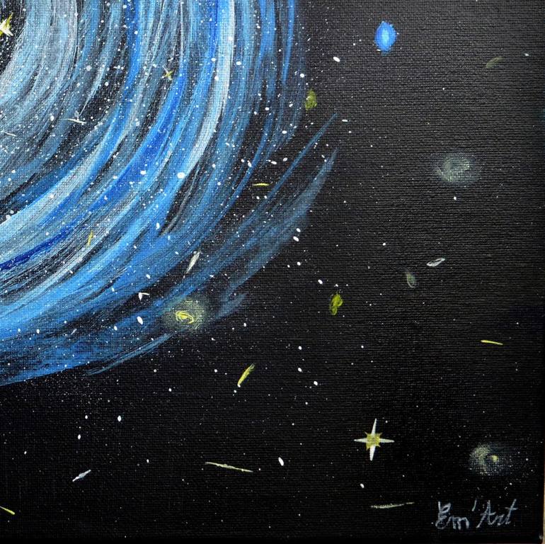 Original Surrealism Outer Space Painting by Emmanuelle Baudry