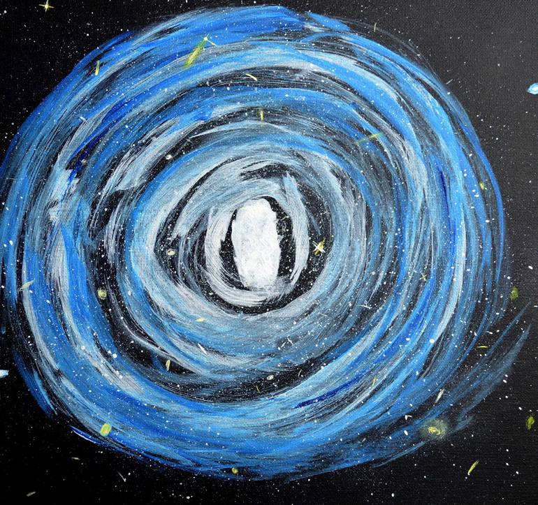 Original Surrealism Outer Space Painting by Emmanuelle Baudry