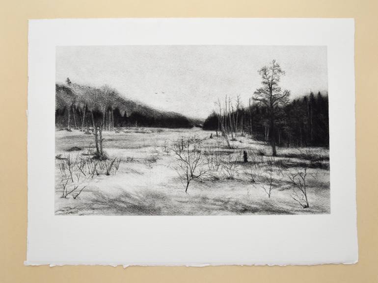Original Folk Landscape Drawing by Tiffany Moore
