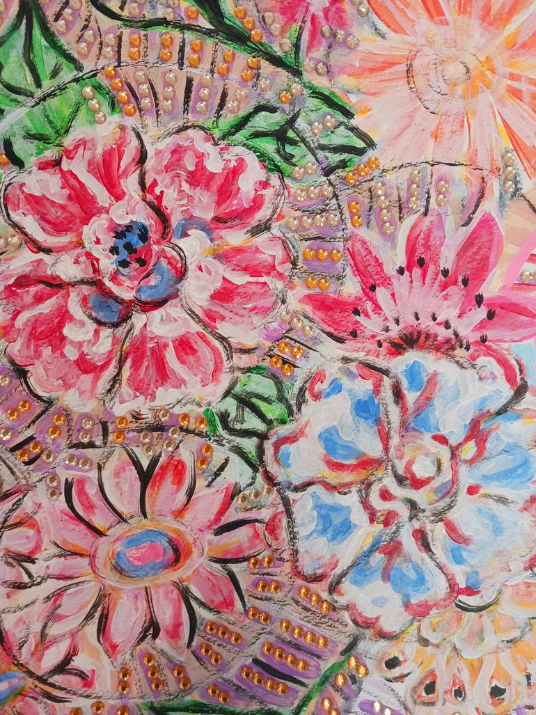 Original Pop Art Floral Painting by Annie Christian X