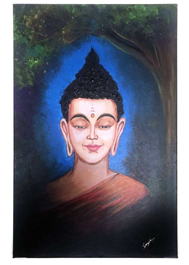 Finding the Inner peace - Buddha Painting by Sinjith Soman ...