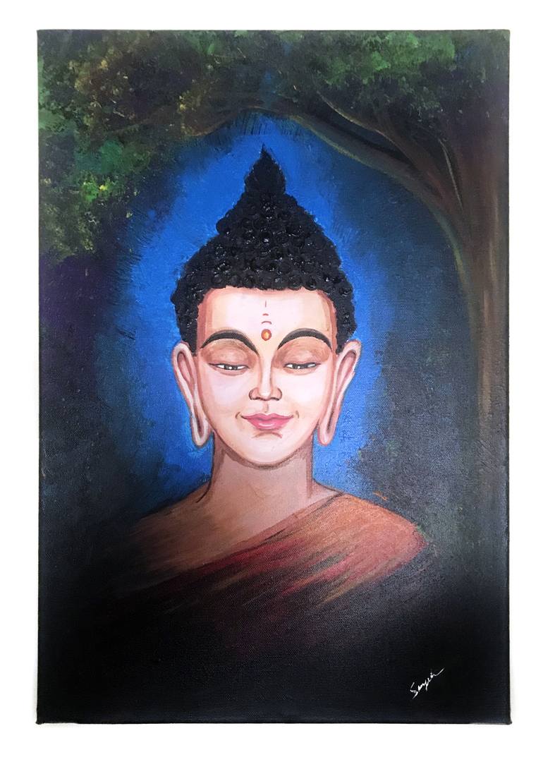 Finding the Inner peace - Buddha Painting by Sinjith Soman ...