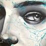 Acrylic on canvas, work based on the confrontation between shades of gray and luminous color, softness and spontaneity. My priority is to capture and transmit the emotion and intensity of the model.