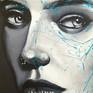 Acrylic on canvas, work based on the confrontation between shades of gray and luminous color, softness and spontaneity. My priority is to capture and transmit the emotion and intensity of the model.