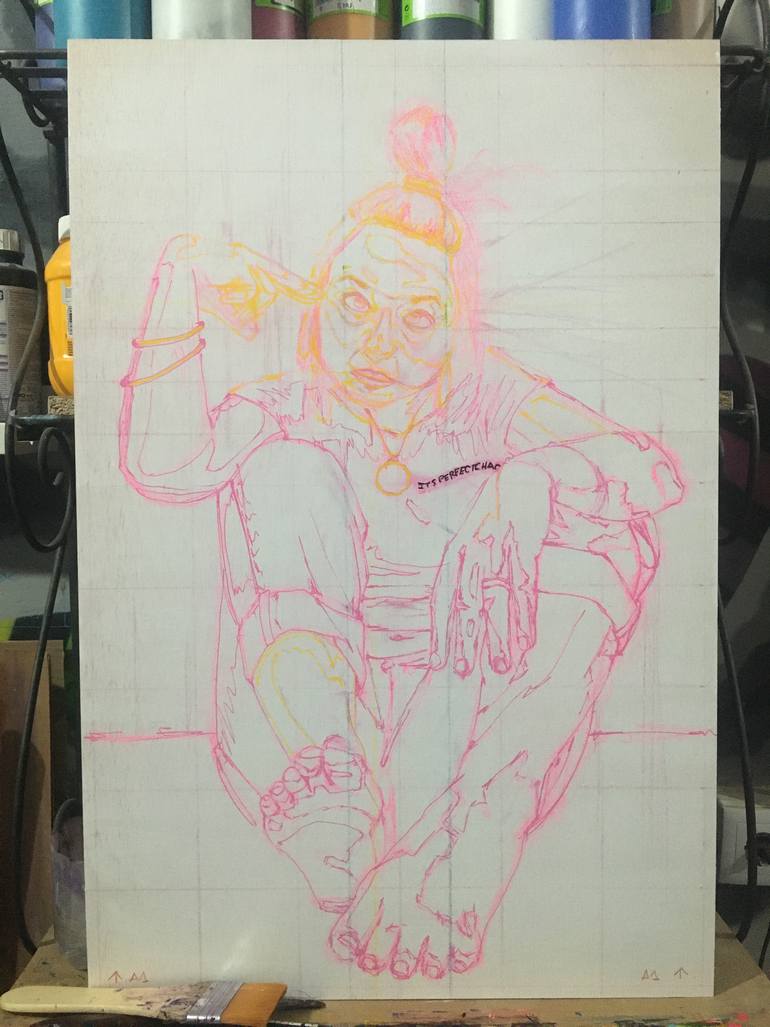 Original Figurative People Painting by Its Perfect Chaos