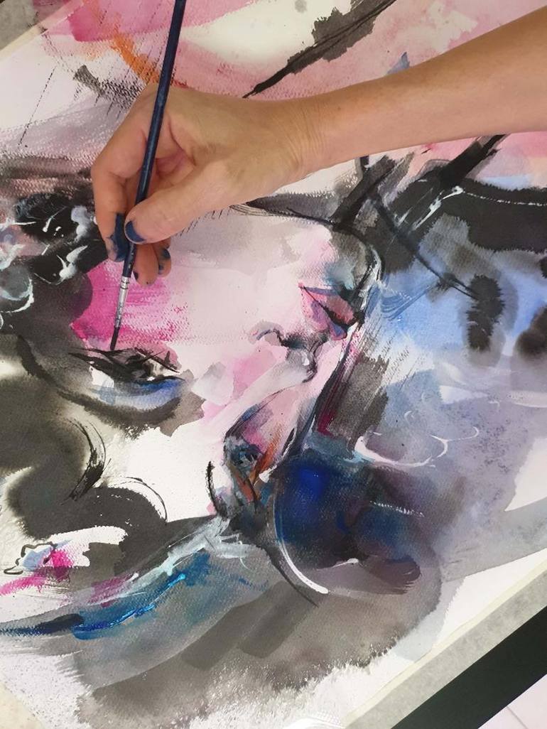 Original Expressionism People Painting by Melissa Teo